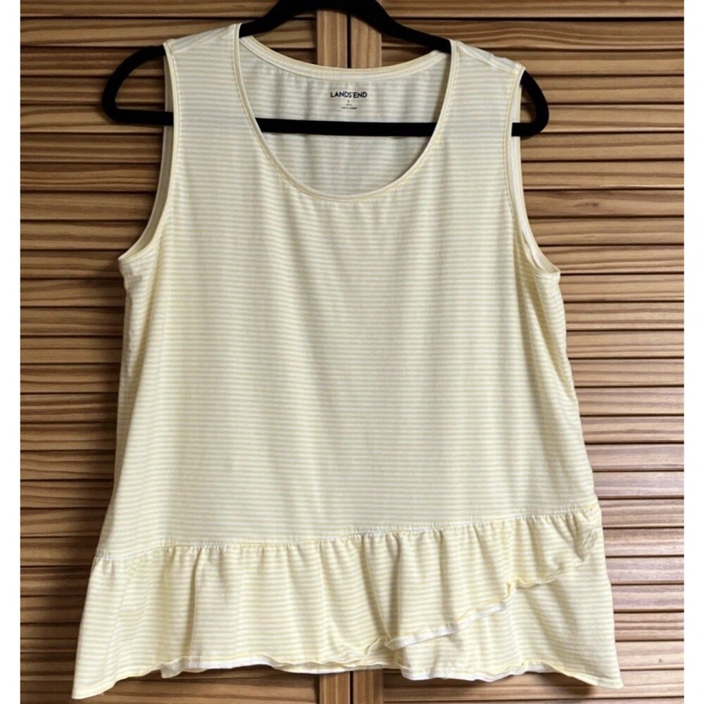 Women’s Lands' End Striped Tank XS (2-4) Yellow Striped